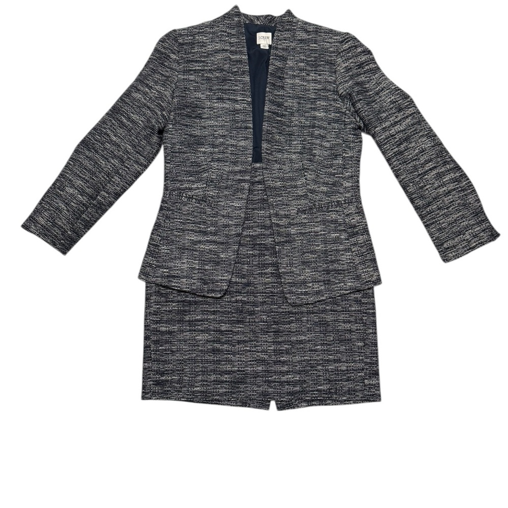 J. Crew Navy and White Tweed Blazer size 00
